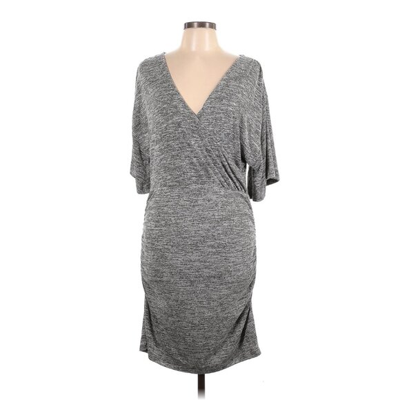 Leith Dresses & Skirts - Leith Womans L Grey Heather Faux Wrap Dress Grey Heather Cinch Sides
